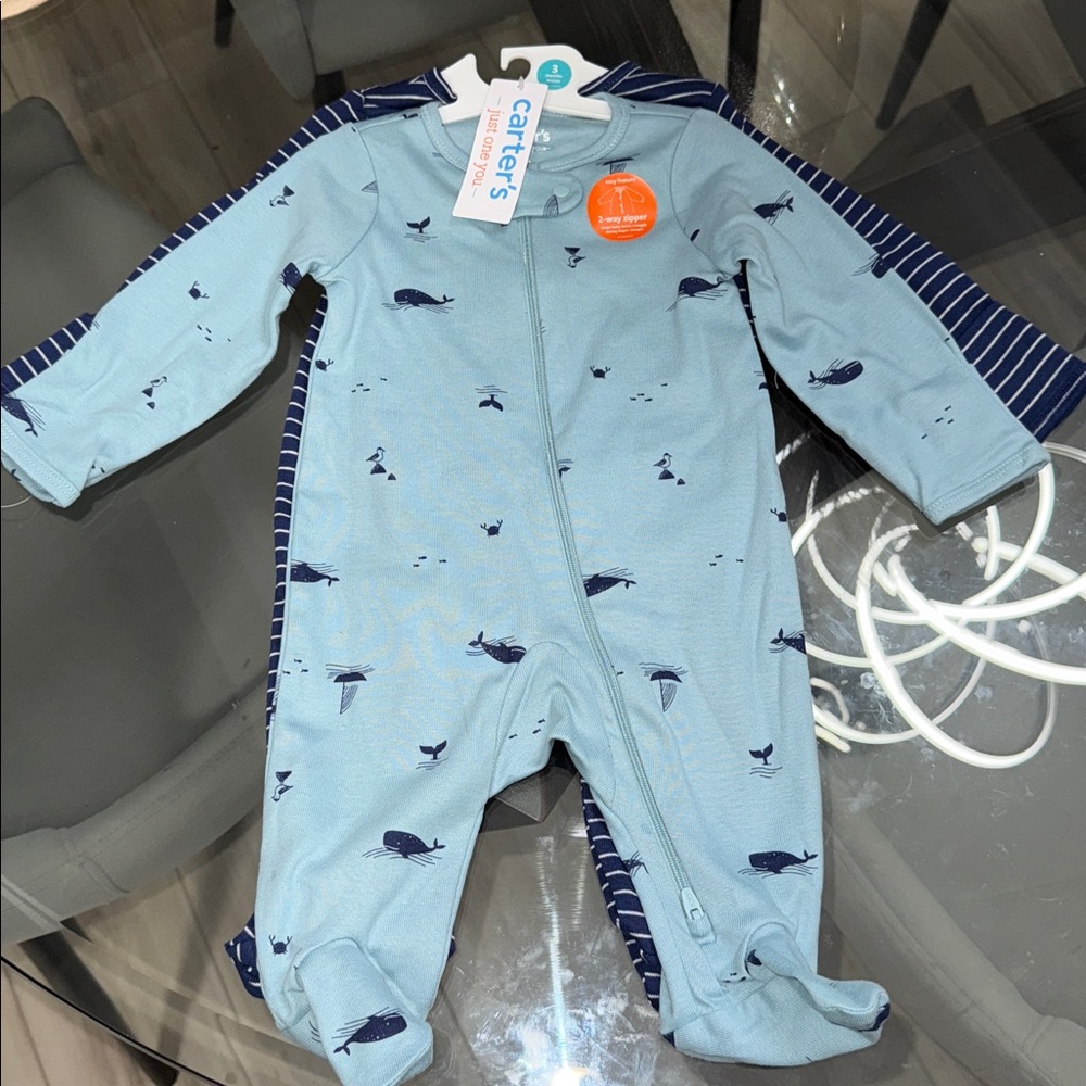 Carter's Blue Whale Patterned Baby Sleeper 2 piece